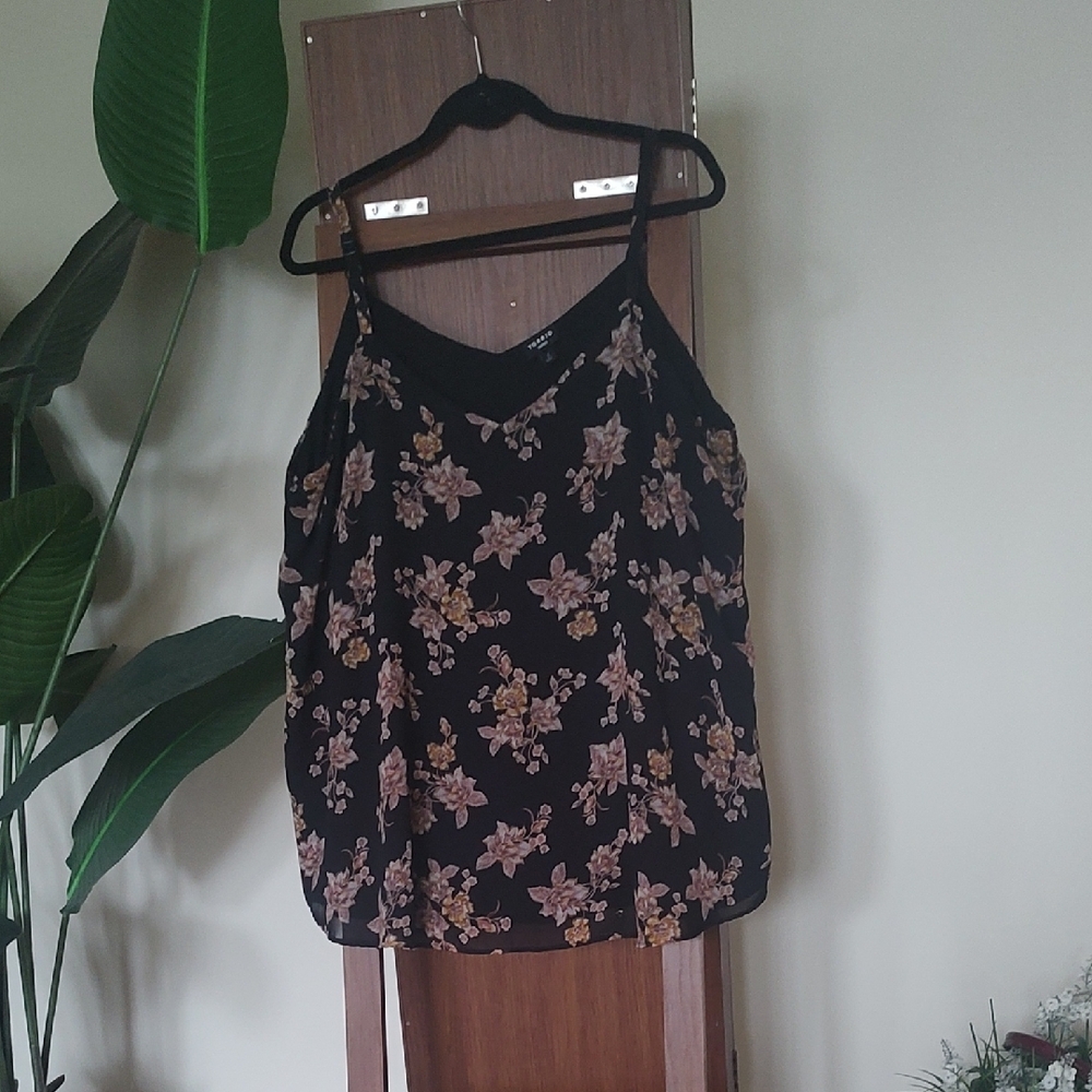 Torrid Sophie Black and Pink Sleeveless Camisole with Floral Print